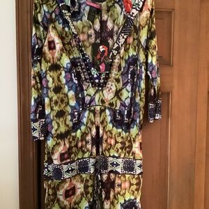Custoline Hooded Tunic Multicolor V Neck Size 3 from Uptown Girl Boutique NWT
